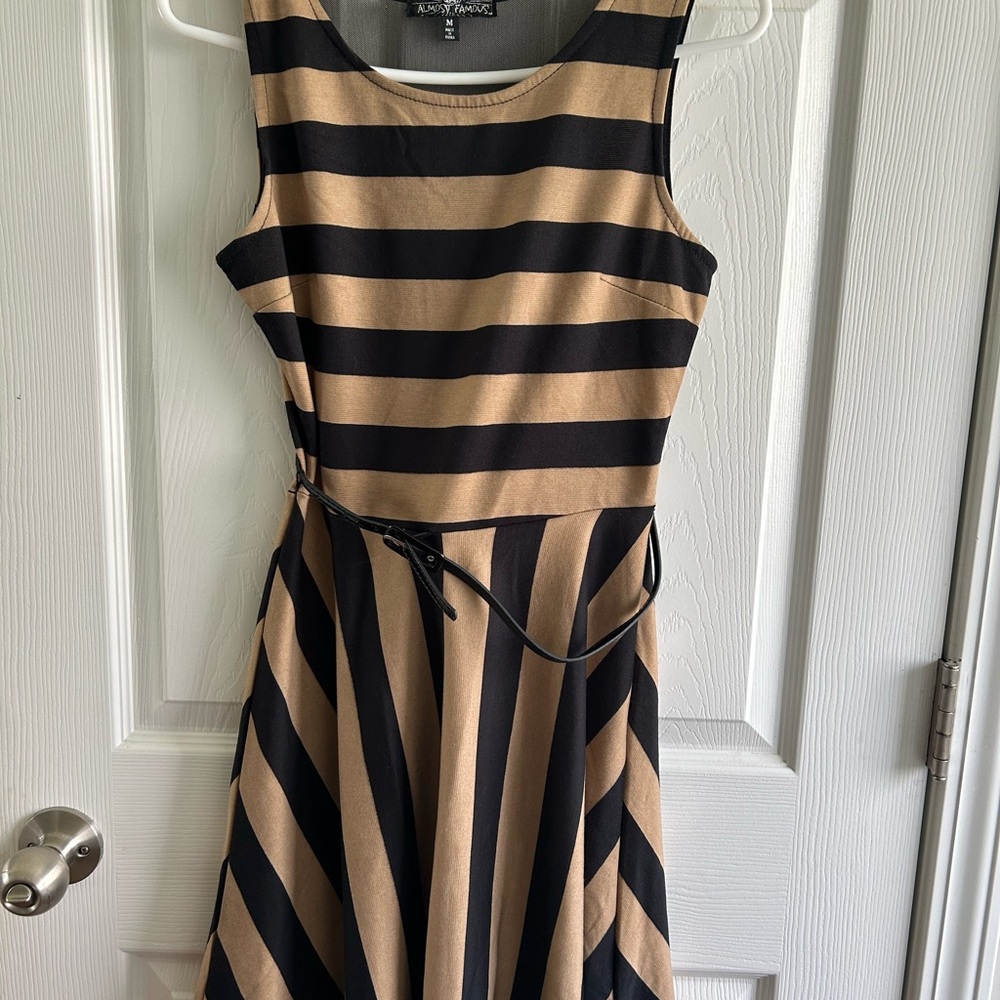 Almost Famous Black and Gold A-Line Midi Dress